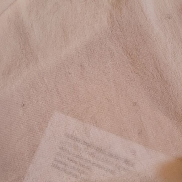 Zara White Top Blouse Popover Career Work Size Large Collarless FLAW LINT - Picture 9 of 9